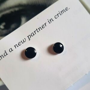 NWT men's studs earrings MICRO Onyx Stone ON 925 Sterling Silver 1 PAIR